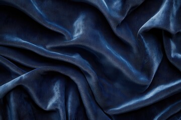 Obraz premium Deep blue velvet fabric texture; rich, luxurious folds. Ideal for backgrounds, fashion, or luxury product displays.