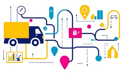 Obraz premium Supply Chain Transparency Insights, a detailed infographic illustrating key metrics, processes, and benefits of transparent supply chains.