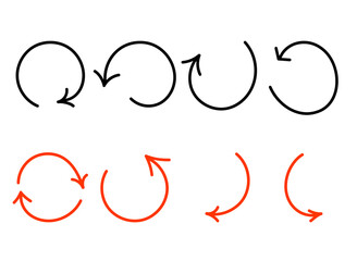 手描き風のベクターペンで描かれた赤と黒の多様な矢印セット	
