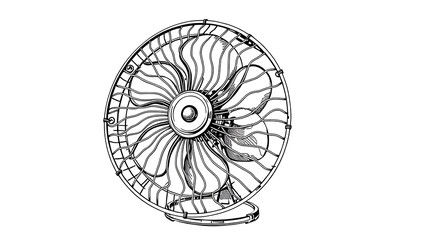 Metal desk fan illustration.