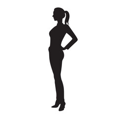 Fototapeta premium A woman is standing in a black and white silhouette