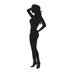 Fototapeta premium A woman is standing in a black and white silhouette