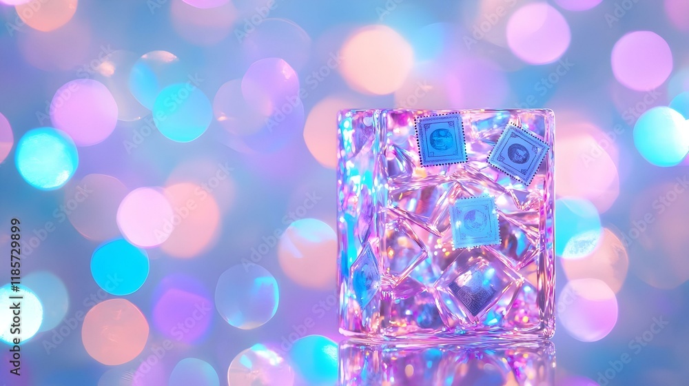 Poster twinkling lights in an abstract dance, vibrant colors swirl and blend, creating a mesmerizing displa