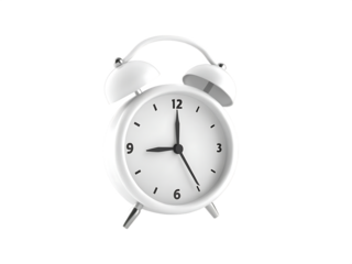  alarm clock white over  isolated on white background PNG.AI GENERATED