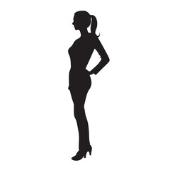 Fototapeta premium A woman is standing in a black and white silhouette