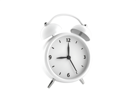  alarm clock white over  isolated on white background PNG.AI GENERATED