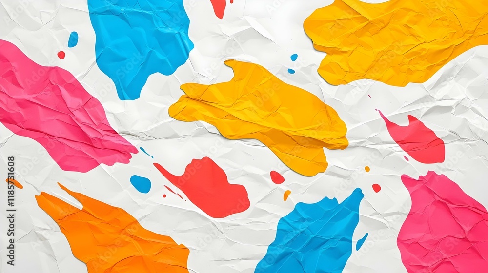 Poster torn paper textures with splatter, an artistic composition showcasing layered, distressed surfaces a