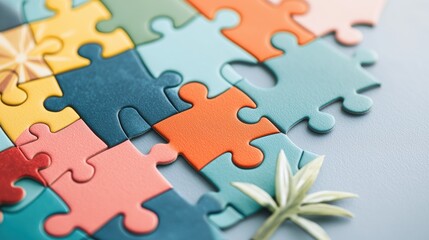 Fototapeta premium A colorful jigsaw puzzle with each piece representing a different culture, symbolizing the importance of cultural diversity and inclusion.