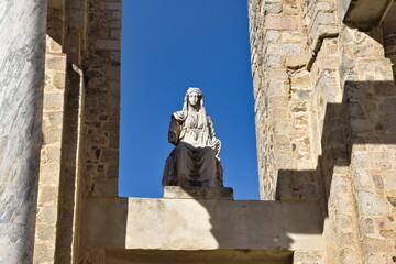 sculpture of the roman goddess ceres in the roman theater of merida