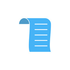 invoice icon, paper receipt, simple flat style, pictogram logo sign symbol vector illustration, isolated on white for mobile app