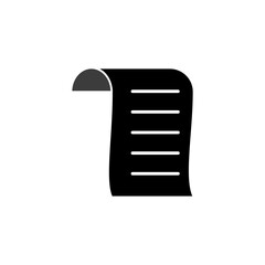 invoice icon, paper receipt, simple flat style, pictogram logo sign symbol vector illustration, isolated on white for mobile app