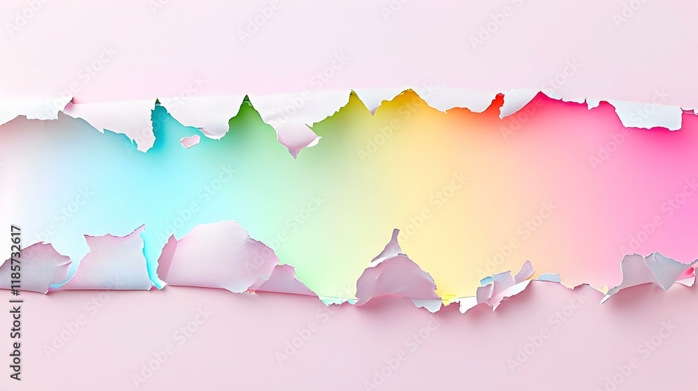 Poster prismatic torn textures, an intricate display of colors and patterns refracted through a prism, reve
