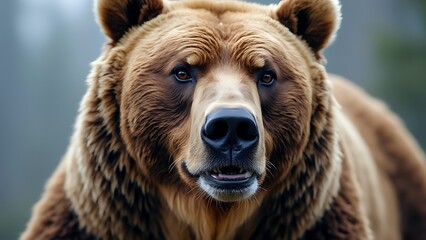 Obraz premium A close-up of a grizzly bear face, ideal for outdoor or wilderness brands.