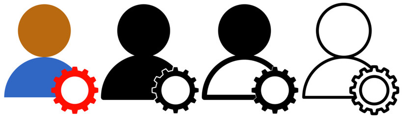 account settings icon, simple flat style, logo sign symbol vector illustration pictogram, isolated on white for mobile app