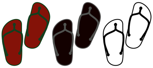 flip flops icon, simple flat style, pictogram logo sign symbol vector illustration, isolated on white for mobile app