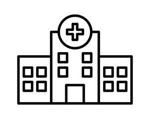 hospital icon, simple flat style, pictogram logo sign symbol vector illustration, isolated on white for mobile app