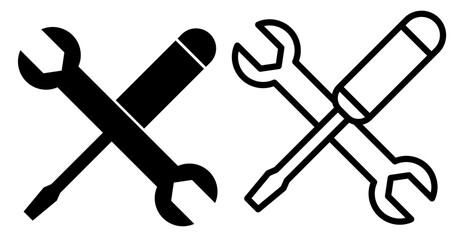 tool icon, repair, settings, simple flat style, pictogram logo sign symbol vector illustration, isolated on white for mobile app