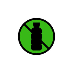 No plastic bottle icon, simple flat style, logo sign symbol vector illustration pictogram, isolated on white for mobile app