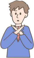 バツポーズをする人