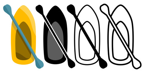 kayak icon, simple flat style, logo sign symbol vector illustration pictogram, isolated on white for mobile app