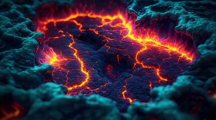Fototapeta premium molten lava flow, volcanic texture - abstract