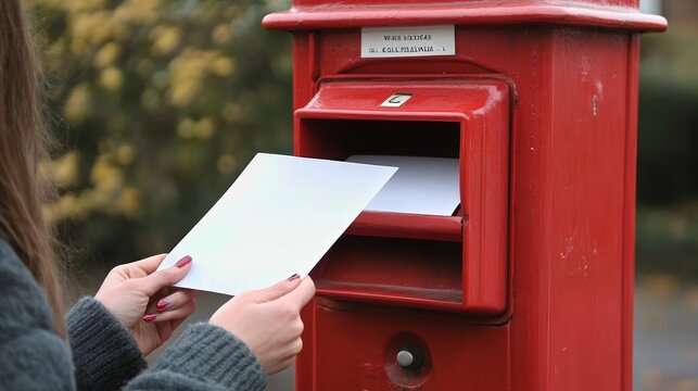 posting letter to red british postbox