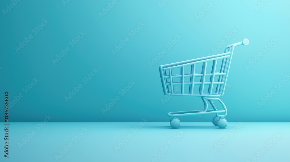 Aufkleber a minimalistic shopping cart icon rendered in a geometric style, using basic shapes and clean lines 