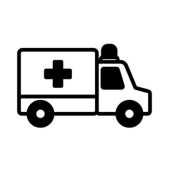 ambulance car icon, simple flat style, logo sign symbol vector illustration pictogram, isolated on white for mobile app