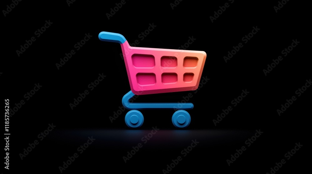 Poster a simple, empty shopping cart icon with a clean and uncluttered design, often used to represent the 