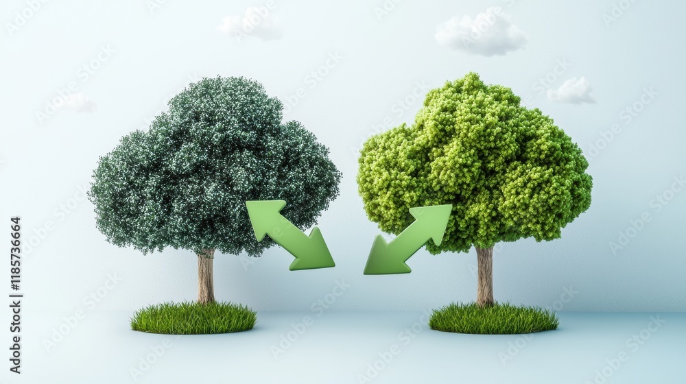 Poster two cloud icons connected by a double headed green arrow on a digital screen, symbolizing seamless d