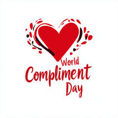 World Compliments Day greeting card Vector illustration of red hearts on white background