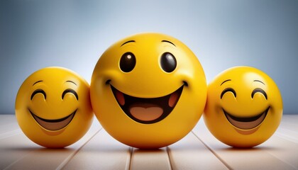 Happy yellow smileys emoji expressing joy and cheerful mood cartoon faces illustration