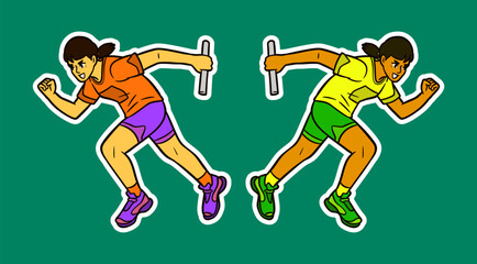 Female Runner Doodle Sticker Illustration
