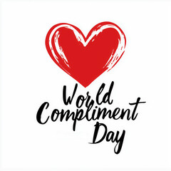 Obraz premium World Compliments Day greeting card Vector illustration of red hearts on white background