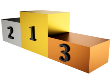 3D Podium Rendering with Gold, Silver, and Bronze Design for Ranking Displays