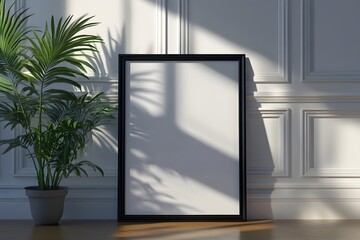 Sunlit Mockup Poster Frame Interior Plant Design