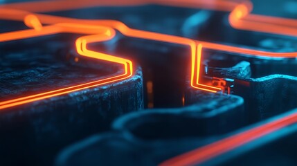 abstract neon circuit lines, dark tech background - dark backgrounds