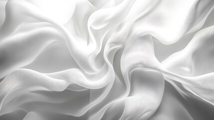 Obraz premium Abstract white fabric texture, elegant flowing silk waves, luxurious soft folds.