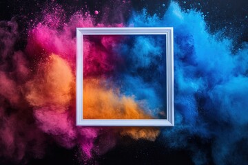 Naklejka premium Frame Surrounded by Colorful Powder Explosion
