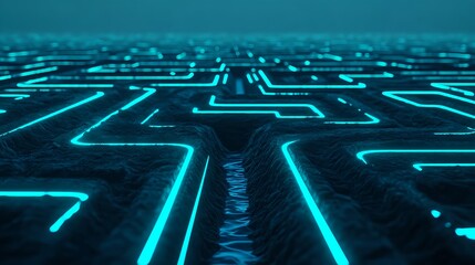 Obraz premium futuristic neon maze, abstract background - cyberpunk