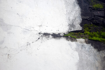 cracks in the old walls that were overgrown with moss