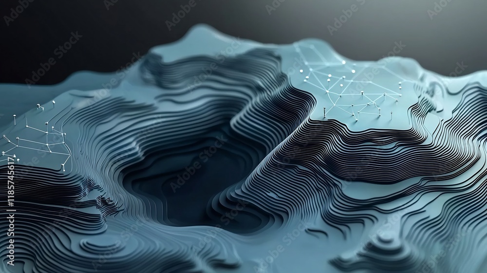 Poster detailed fluid rainfall map with captivating topographic visualization of weather data hydrological 
