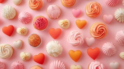 Assorted Cupcakes and Hearts Delightful Valentine Treats