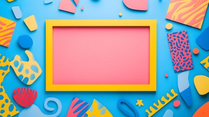Fototapeta premium Colorful Abstract Shapes Frame Design Background