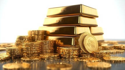 3d gold bars and coins