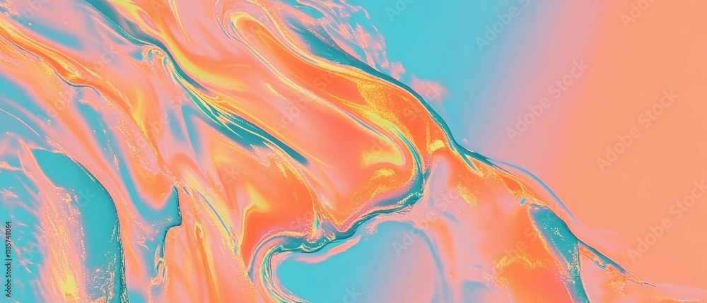 Poster Abstract fluid art banner template with vibrant colors and dynamic flow for creative projects