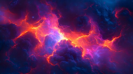 Fototapeta premium Cosmic Nebula Red and Blue Energy Cloudscape