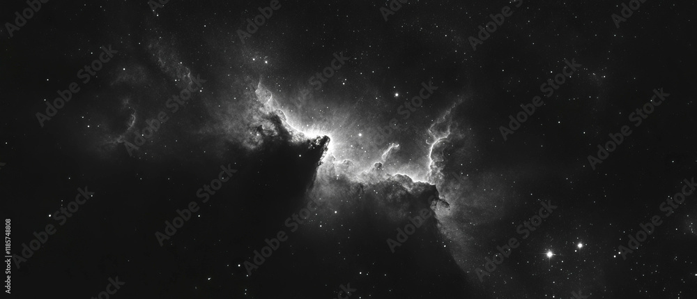 Poster Captivating dark space nebula background featuring vast cosmic elements and mysterious depth