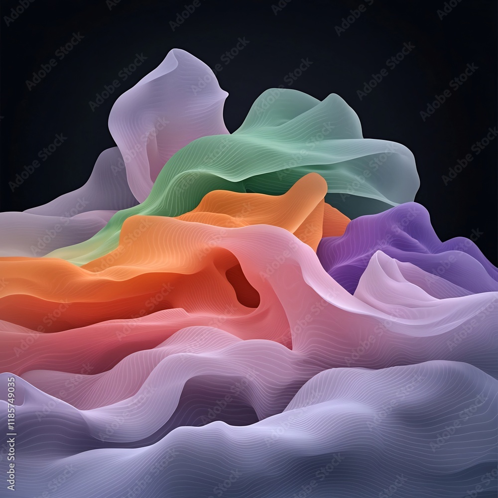 Poster captivating fluid topographic rainfall map visualization capturing atmospheric phenomena undulating 