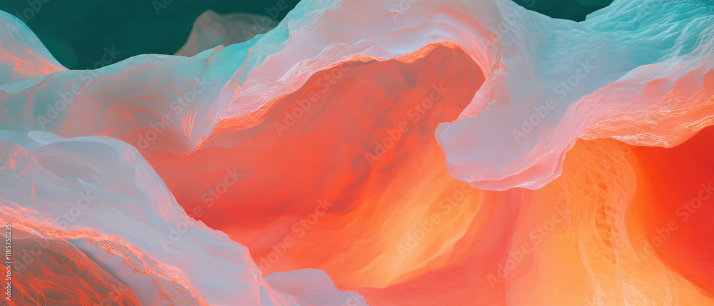 Poster Flowing wave pattern banner template with serene and calming colors for design projects